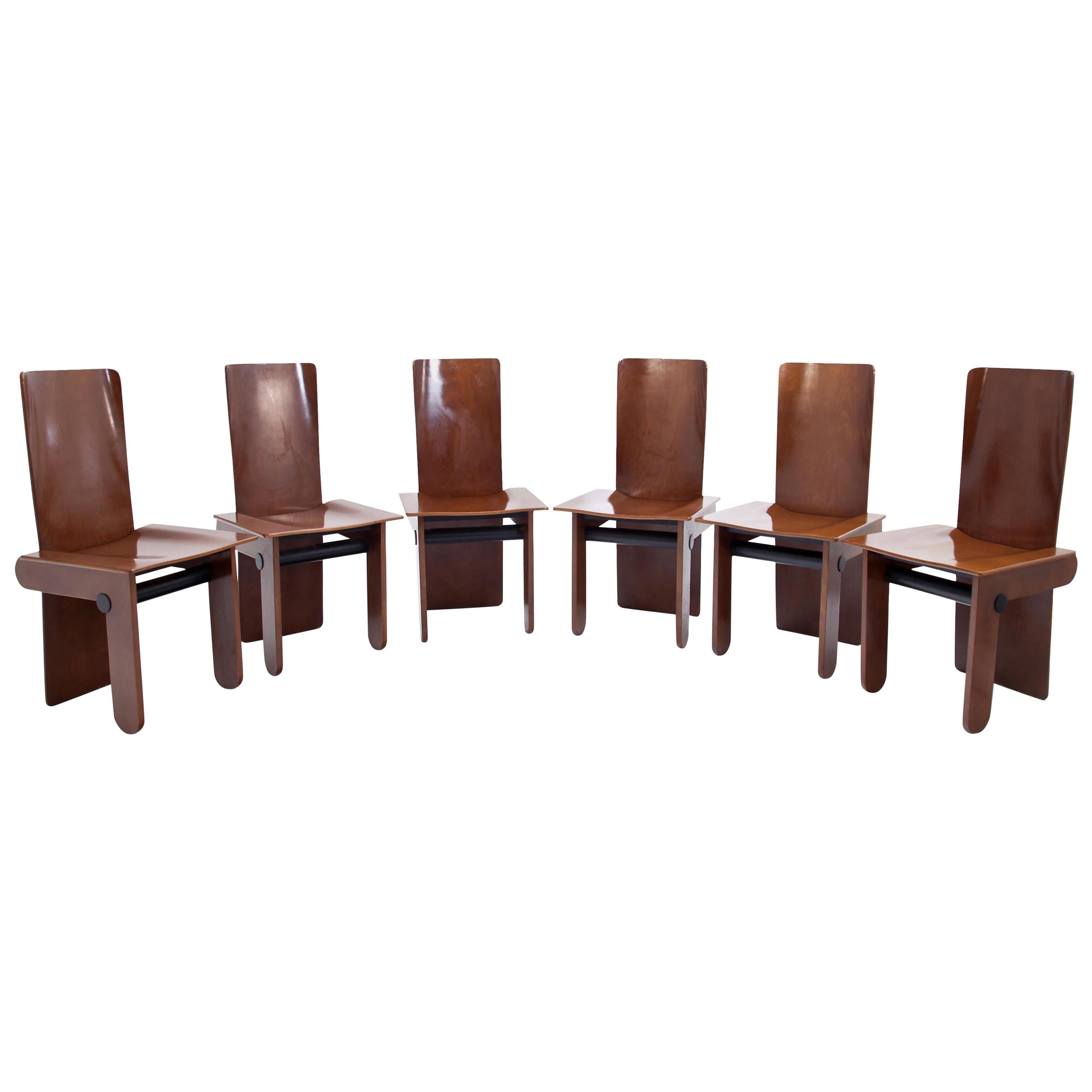 Set of Six Tobia Scarpa Chairs for Gavina, Italy, 1970s