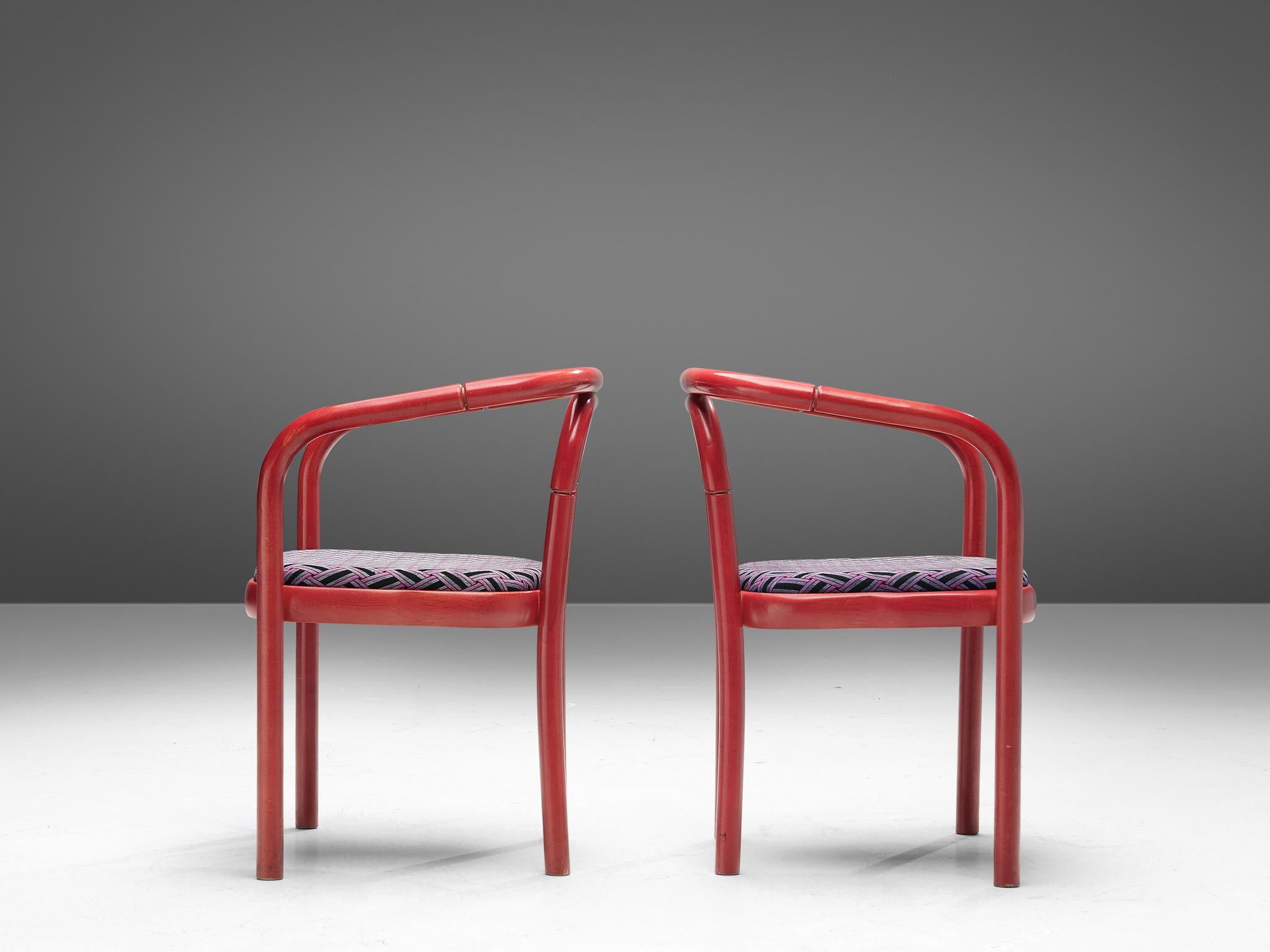 Lacquered Large set of +75 Ton Chairs with Red Wooden Frames