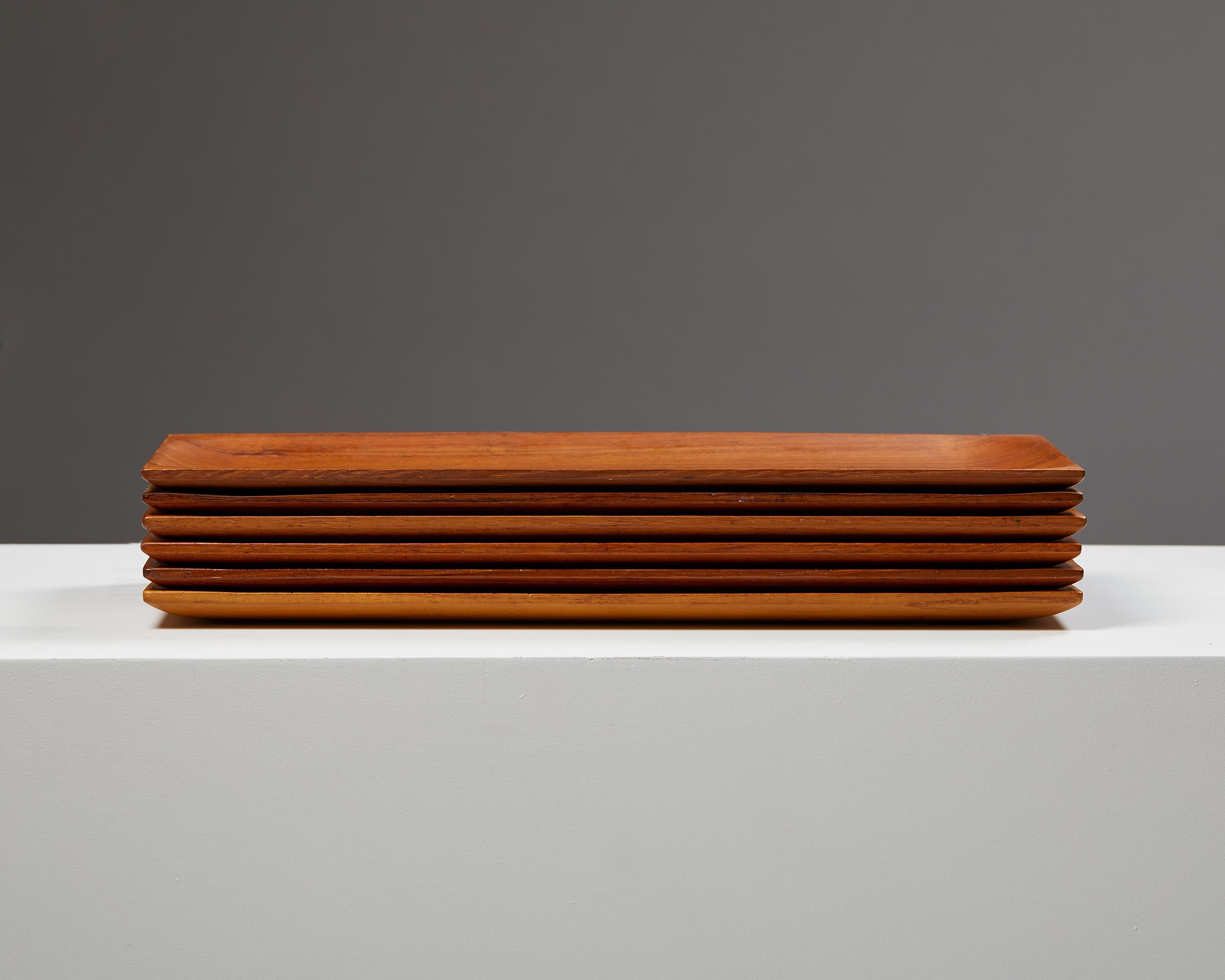 Set of Six Trays Designed by Johnny Mattson, Sweden, 1950s In Good Condition In Stockholm, SE