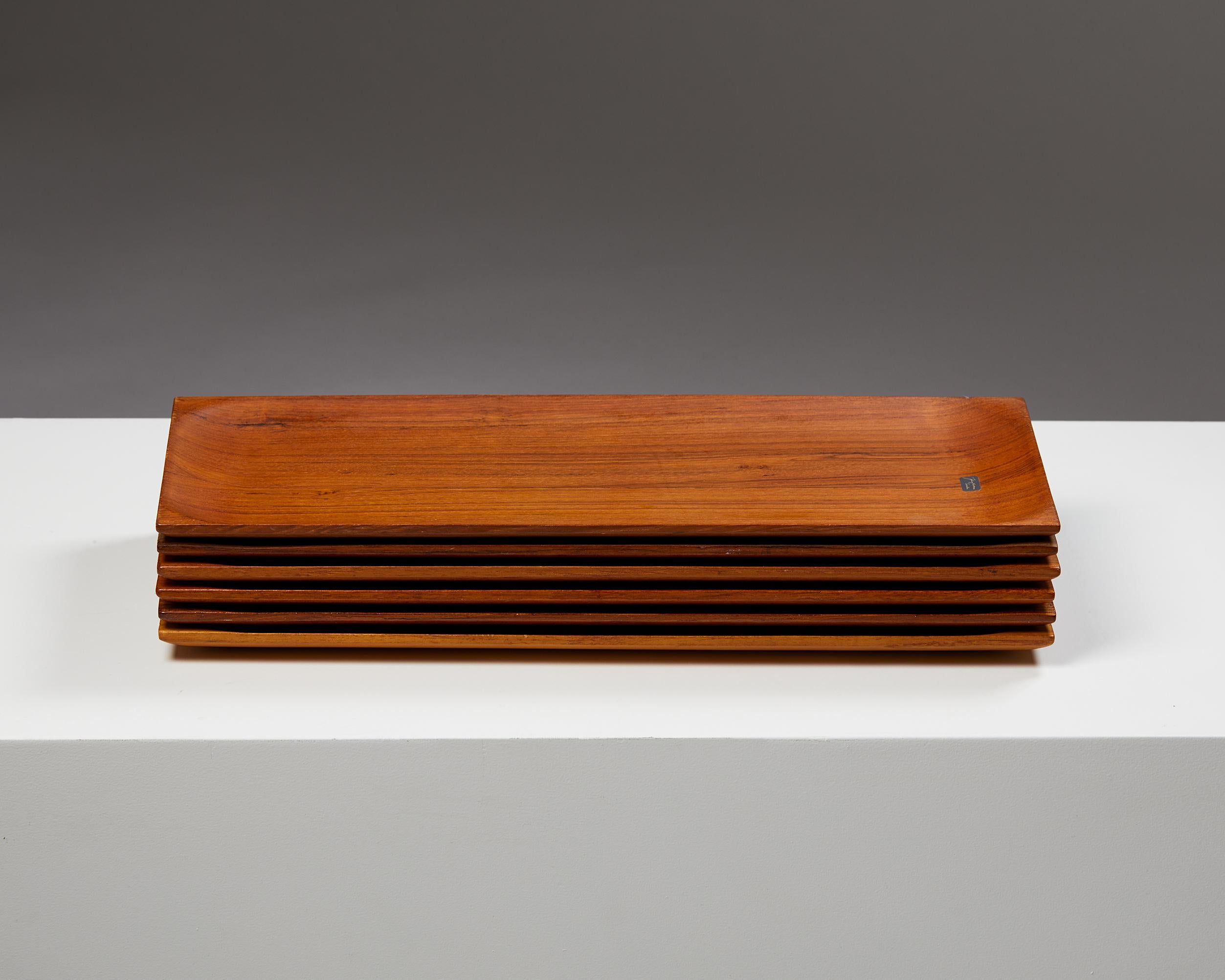 20th Century Set of Six Trays Designed by Johnny Mattson, Sweden, 1950s