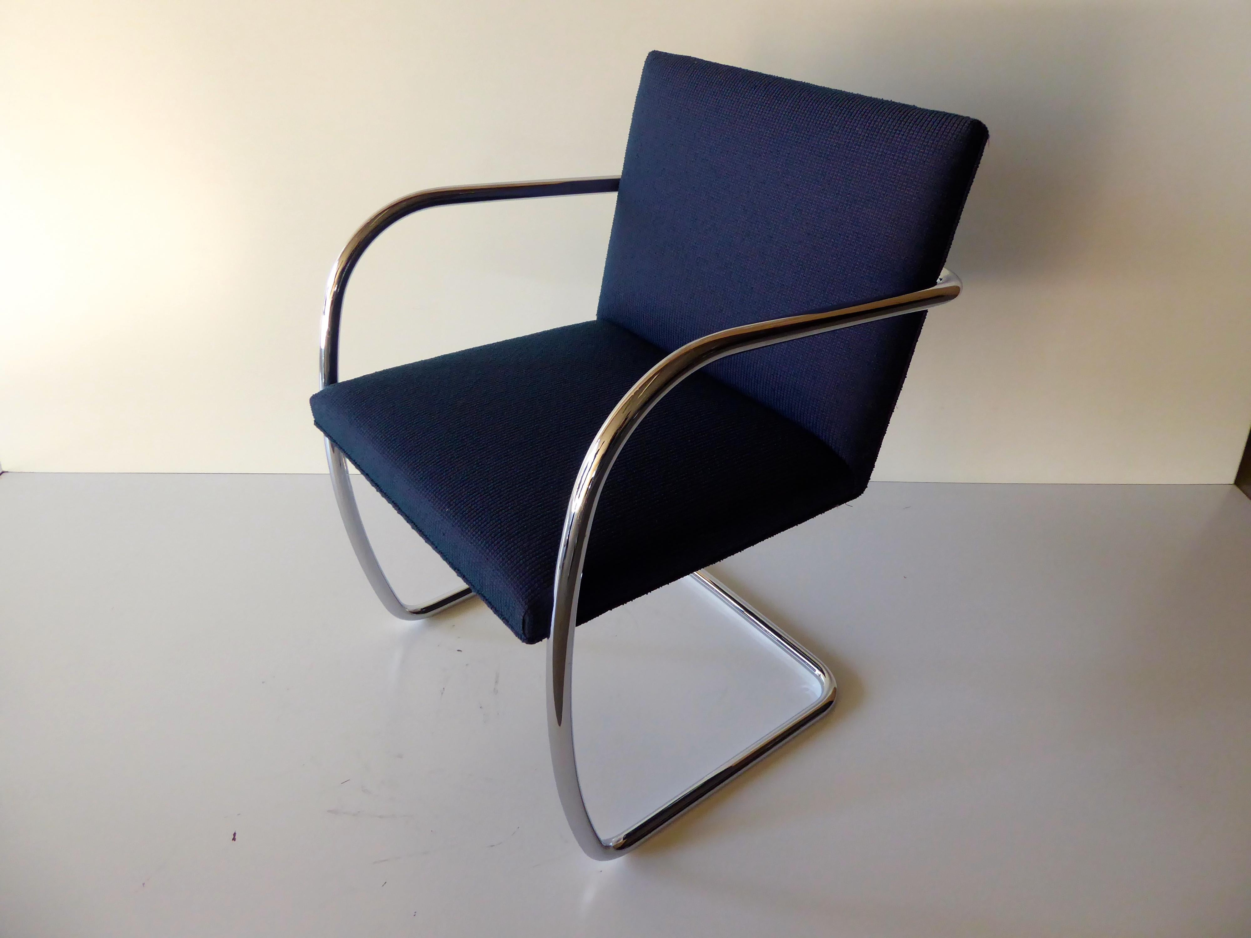 Set of Six Tubular Polished Steel Framed Brno Chairs by Knoll Studio 3