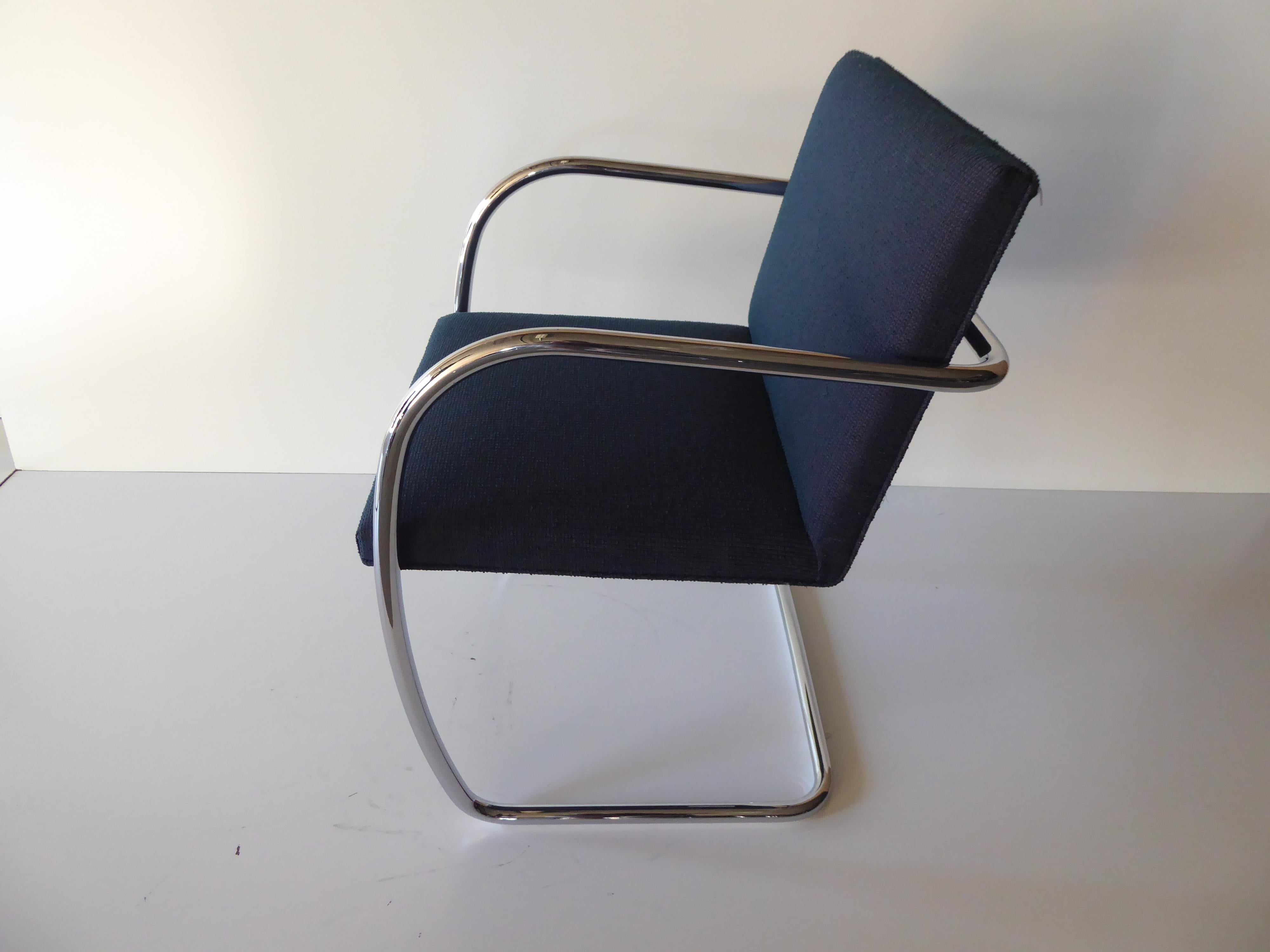 Set of Six Tubular Polished Steel Framed Brno Chairs by Knoll Studio 4