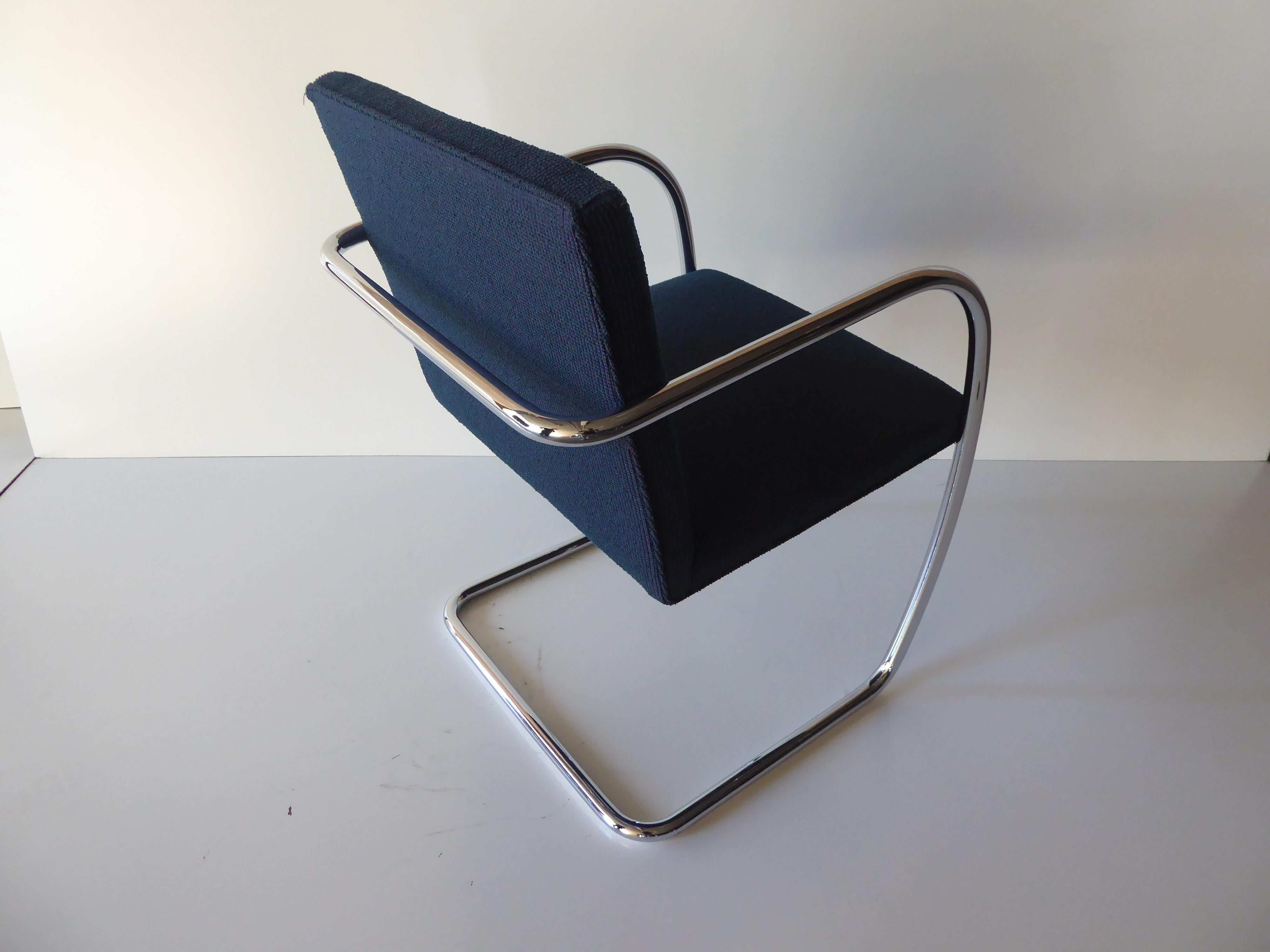 Set of Six Tubular Polished Steel Framed Brno Chairs by Knoll Studio 6