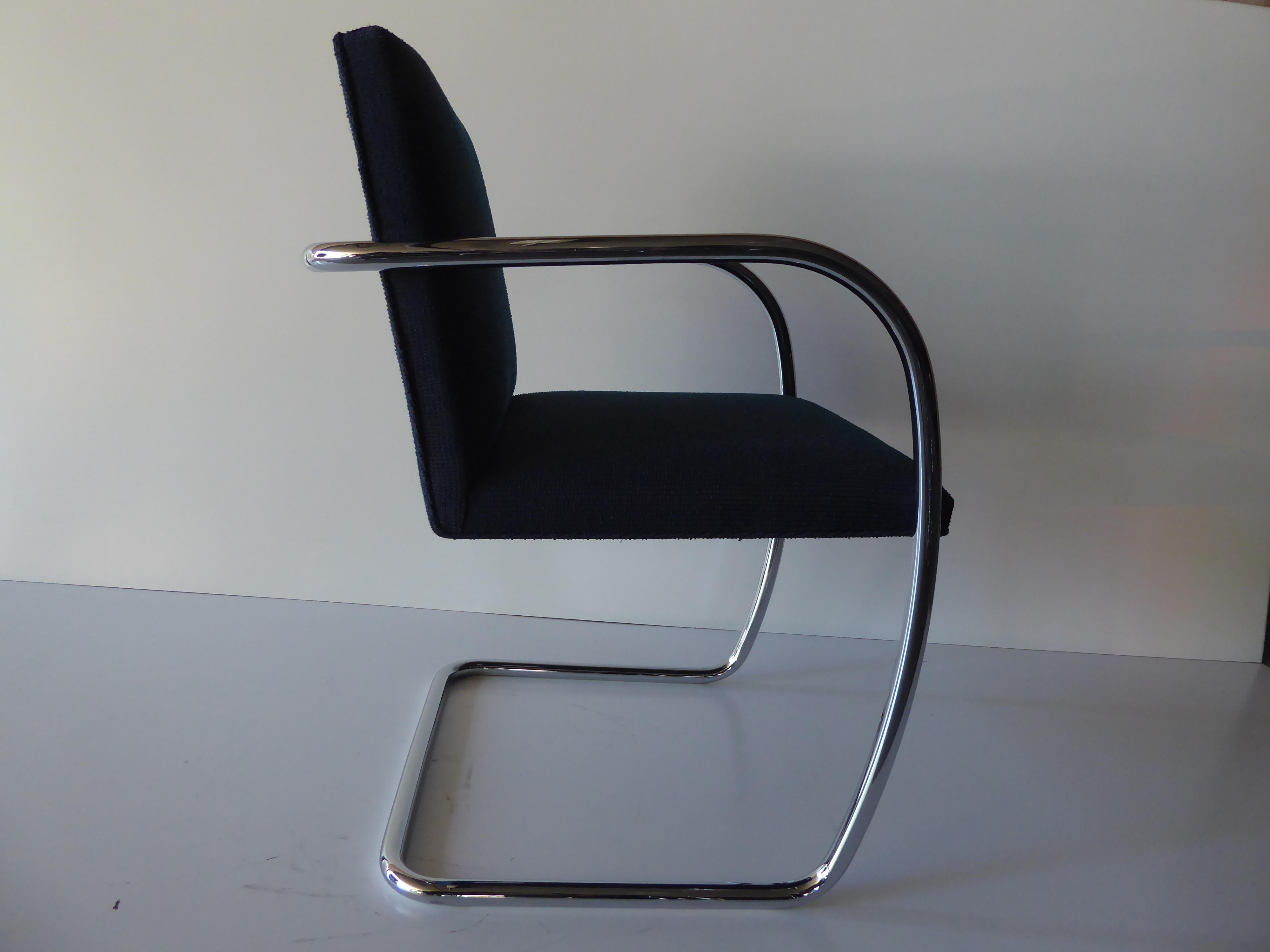 Set of Six Tubular Polished Steel Framed Brno Chairs by Knoll Studio 7