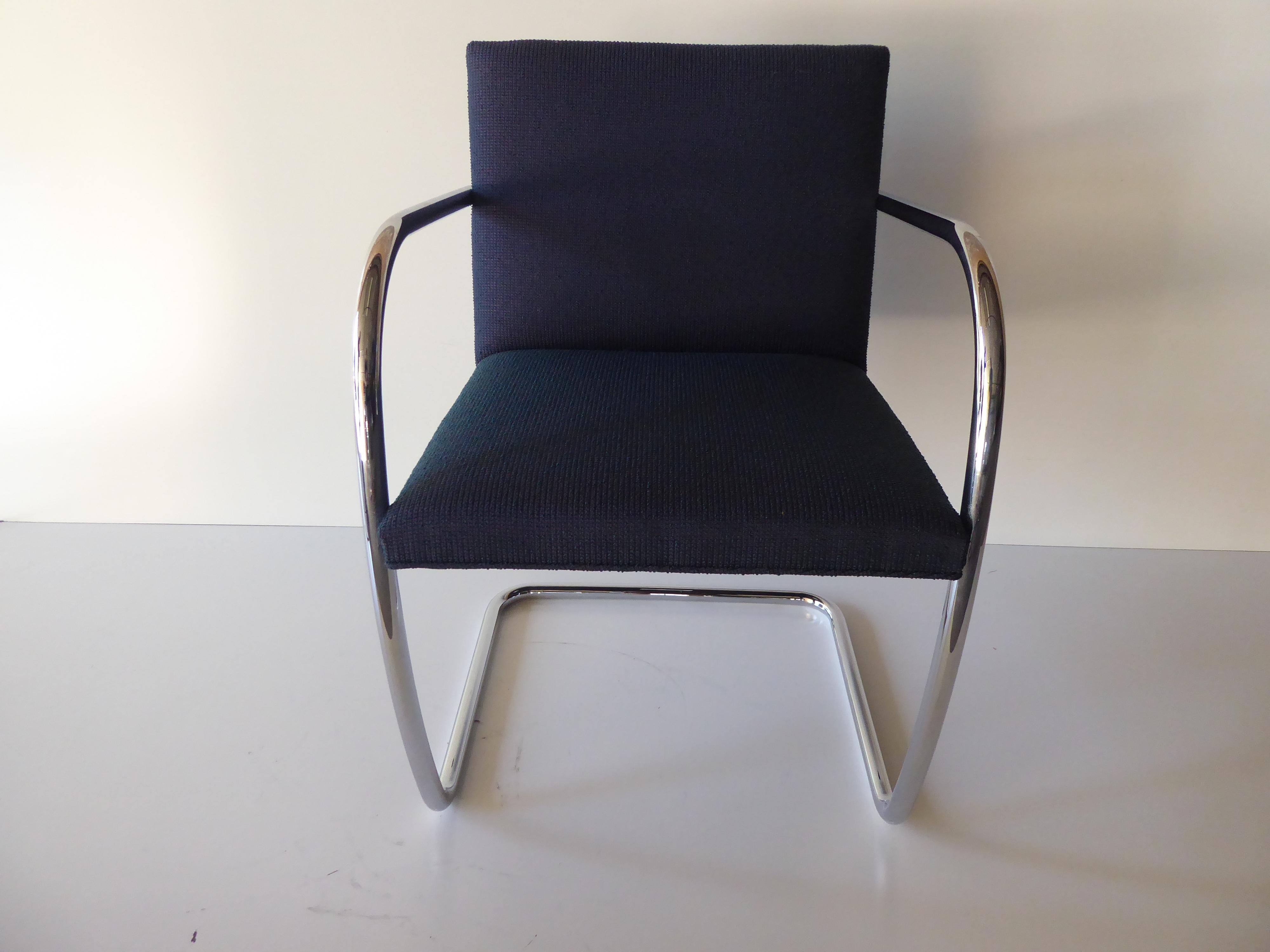Set of Six Tubular Polished Steel Framed Brno Chairs by Knoll Studio 2
