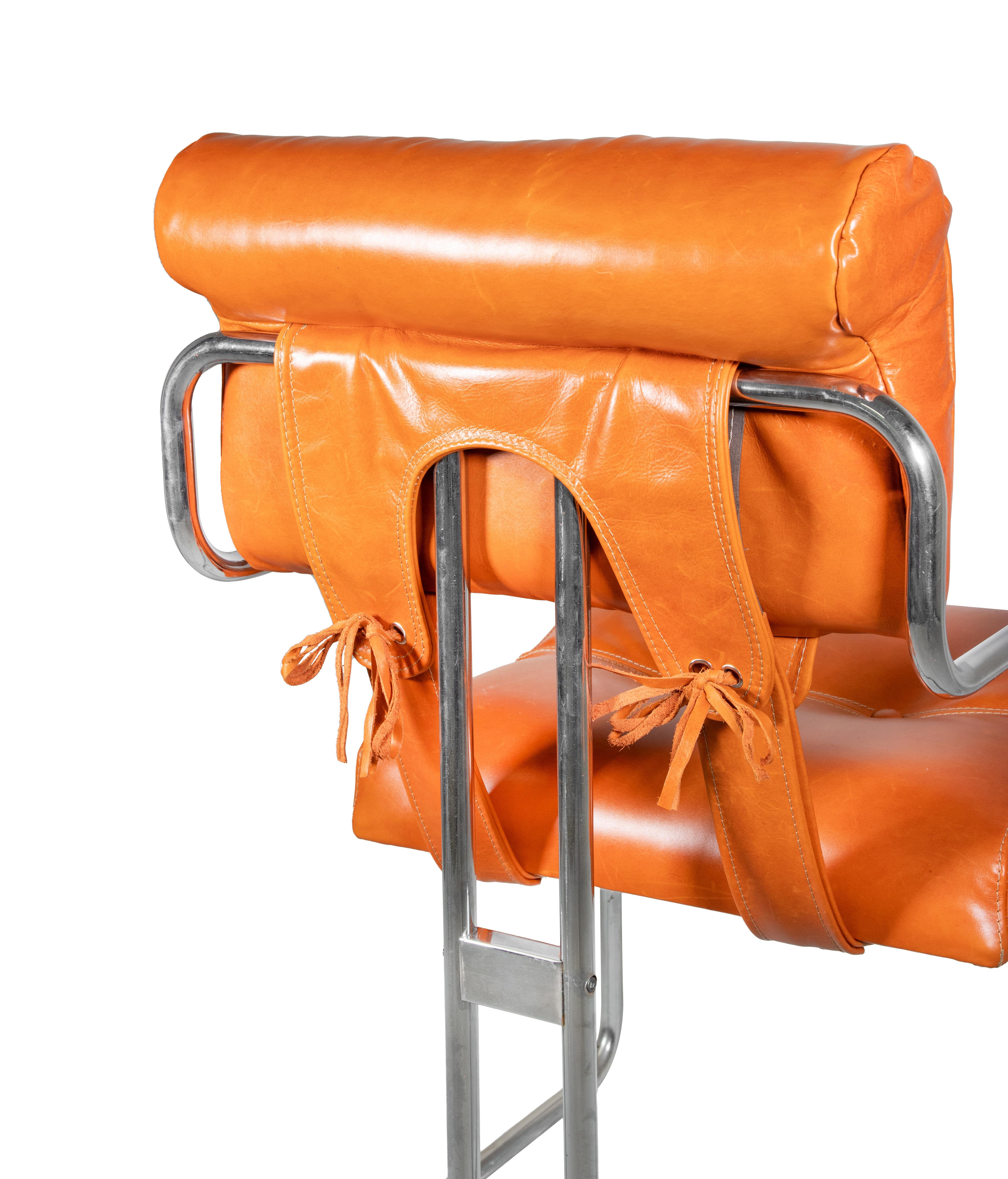 Set of Six Tucroma Leather Chairs by Guido Faleschini for Mariani, Italy, 1970s In Good Condition For Sale In Roma, IT