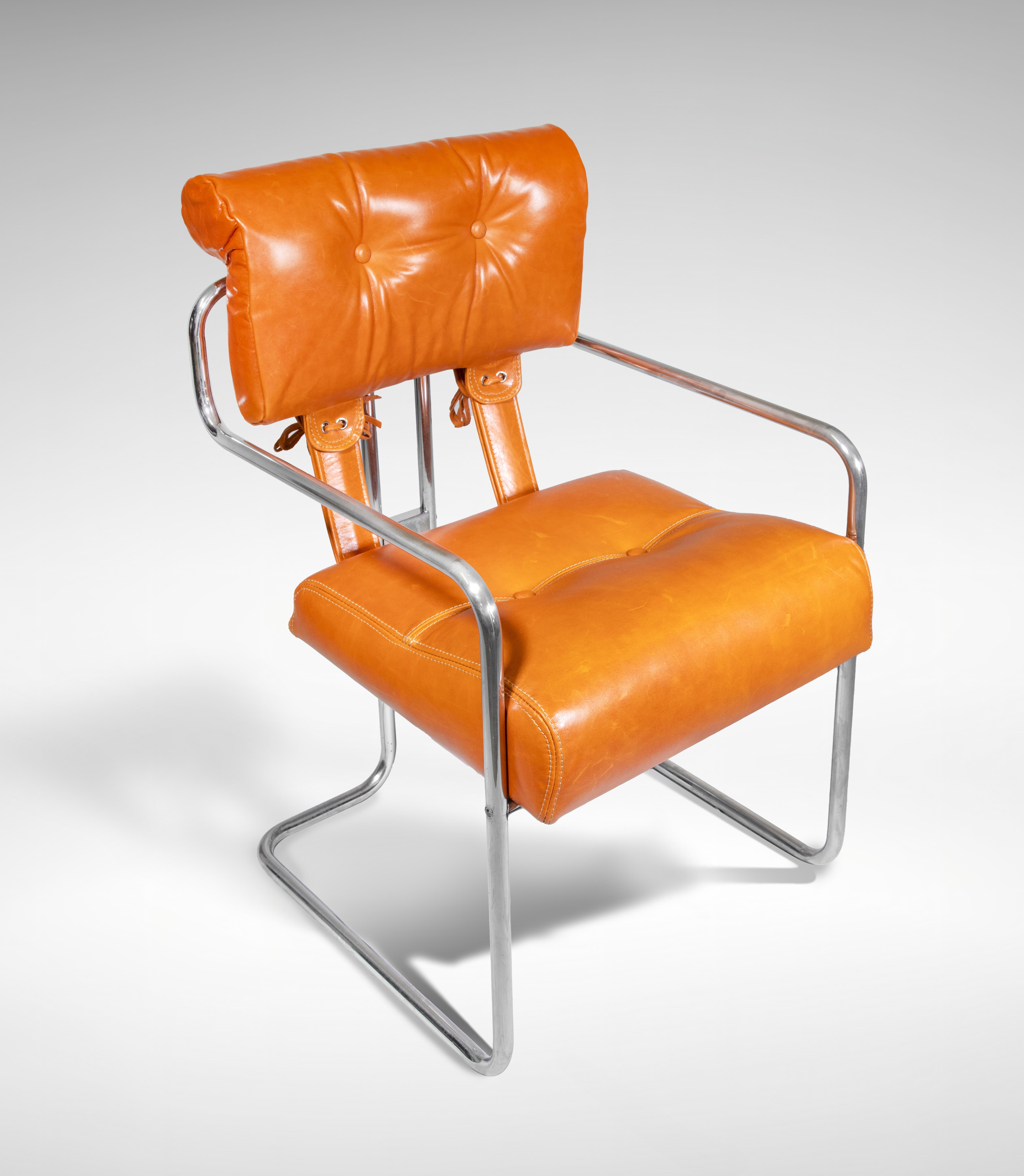 Late 20th Century Set of Six Tucroma Leather Chairs by Guido Faleschini for Mariani, Italy, 1970s For Sale