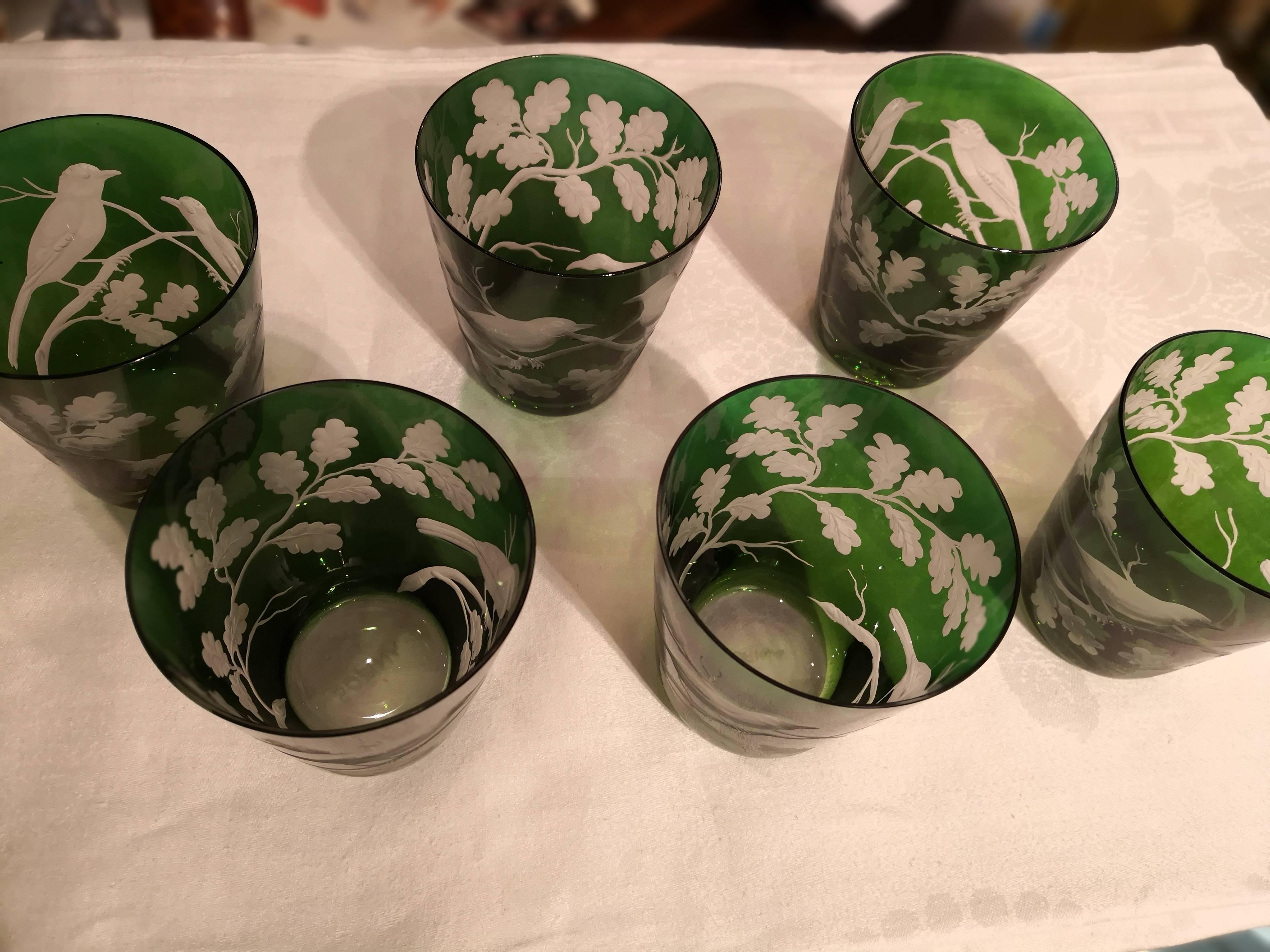 Fait main  Sofina Boutique Kitzbuehel ensemble de six gobelets verts de style campagnard en vente