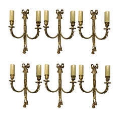 Vintage Set Of Six Twin Branch Wall Lights