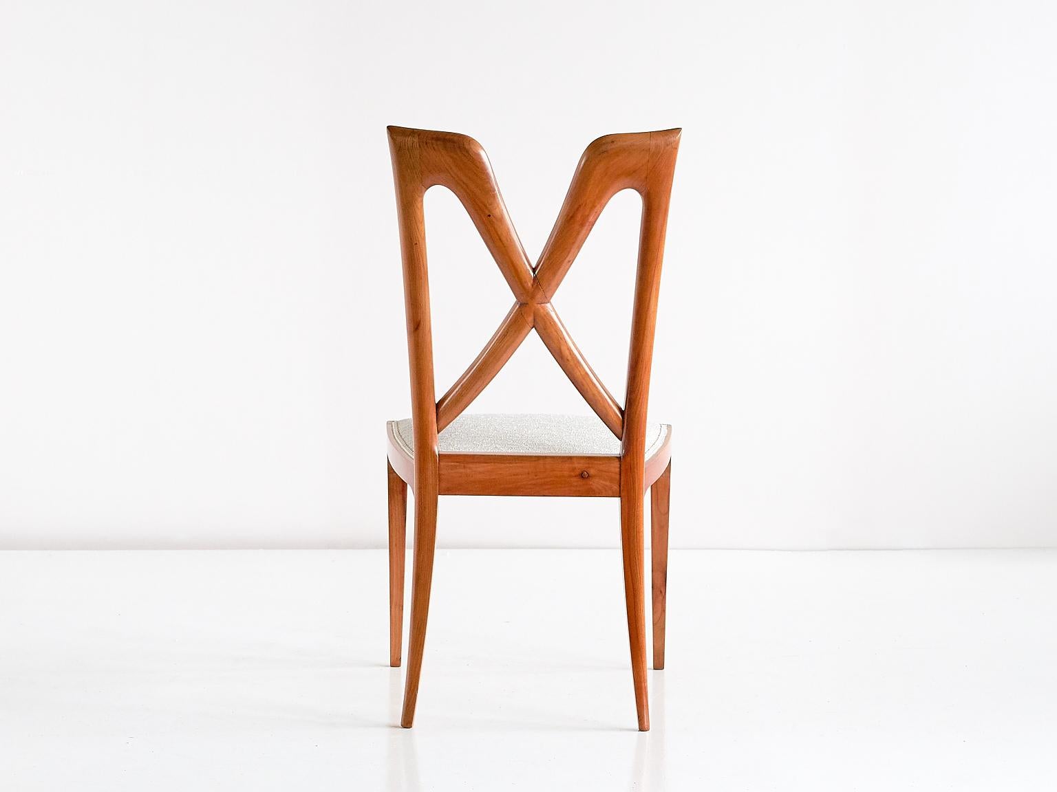 Set of Six Ulderico Carlo Forni Dining Chairs in Cherry Wood, Italy, 1940s For Sale 2