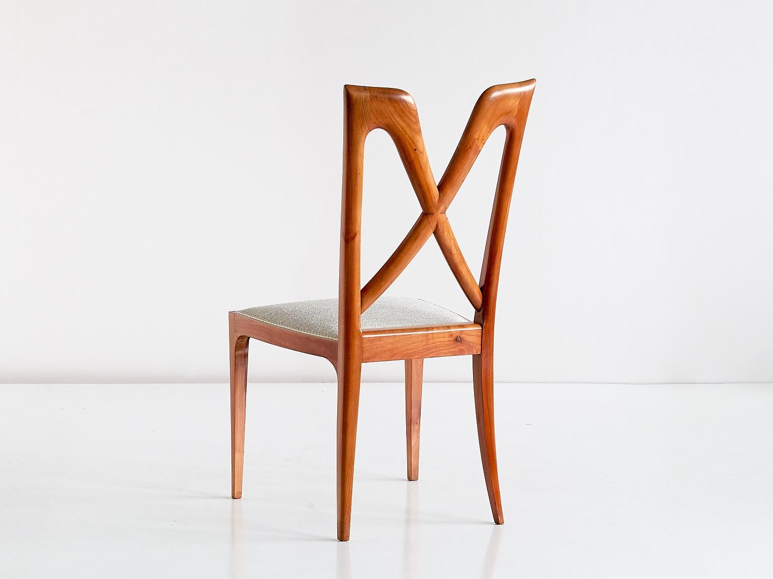 Set of Six Ulderico Carlo Forni Dining Chairs in Cherry Wood, Italy, 1940s For Sale 3