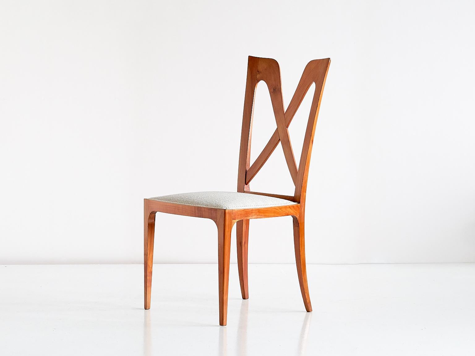 Set of Six Ulderico Carlo Forni Dining Chairs in Cherry Wood, Italy, 1940s For Sale 5