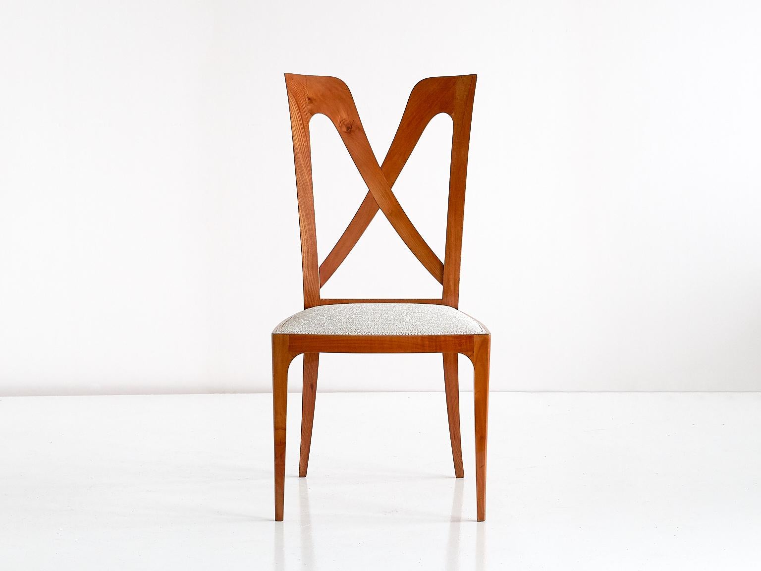 Mid-20th Century Set of Six Ulderico Carlo Forni Dining Chairs in Cherry Wood, Italy, 1940s For Sale