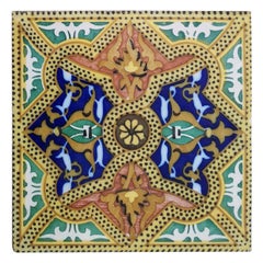 Set of Six Unique Antique Six Ceramic Tiles, Onda, Spain Valencia, circa 1900