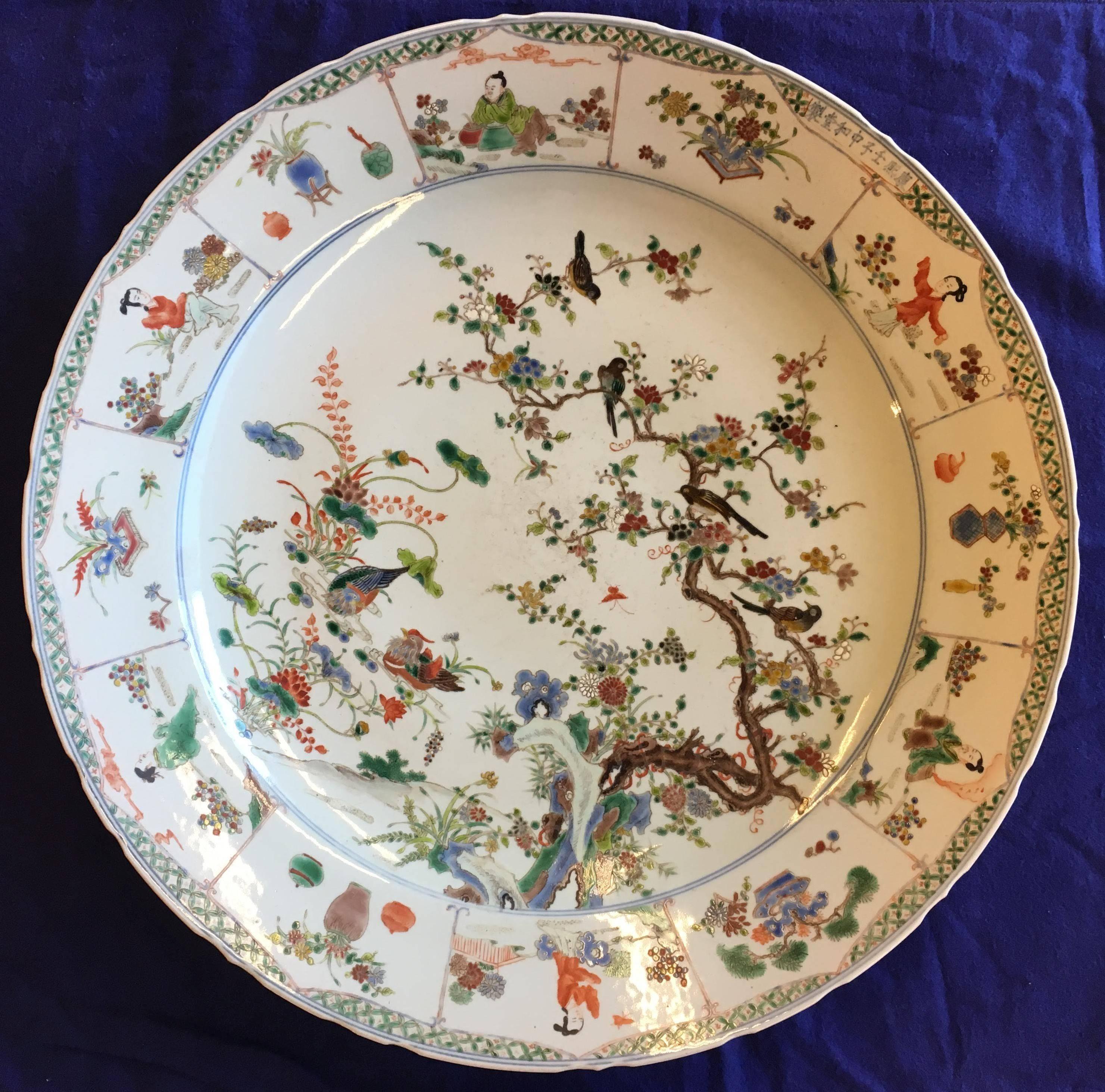 Set of Six Unusually Large 18th Century Famille Verte Chinese Export Platters In Good Condition For Sale In Farmers Branch, TX
