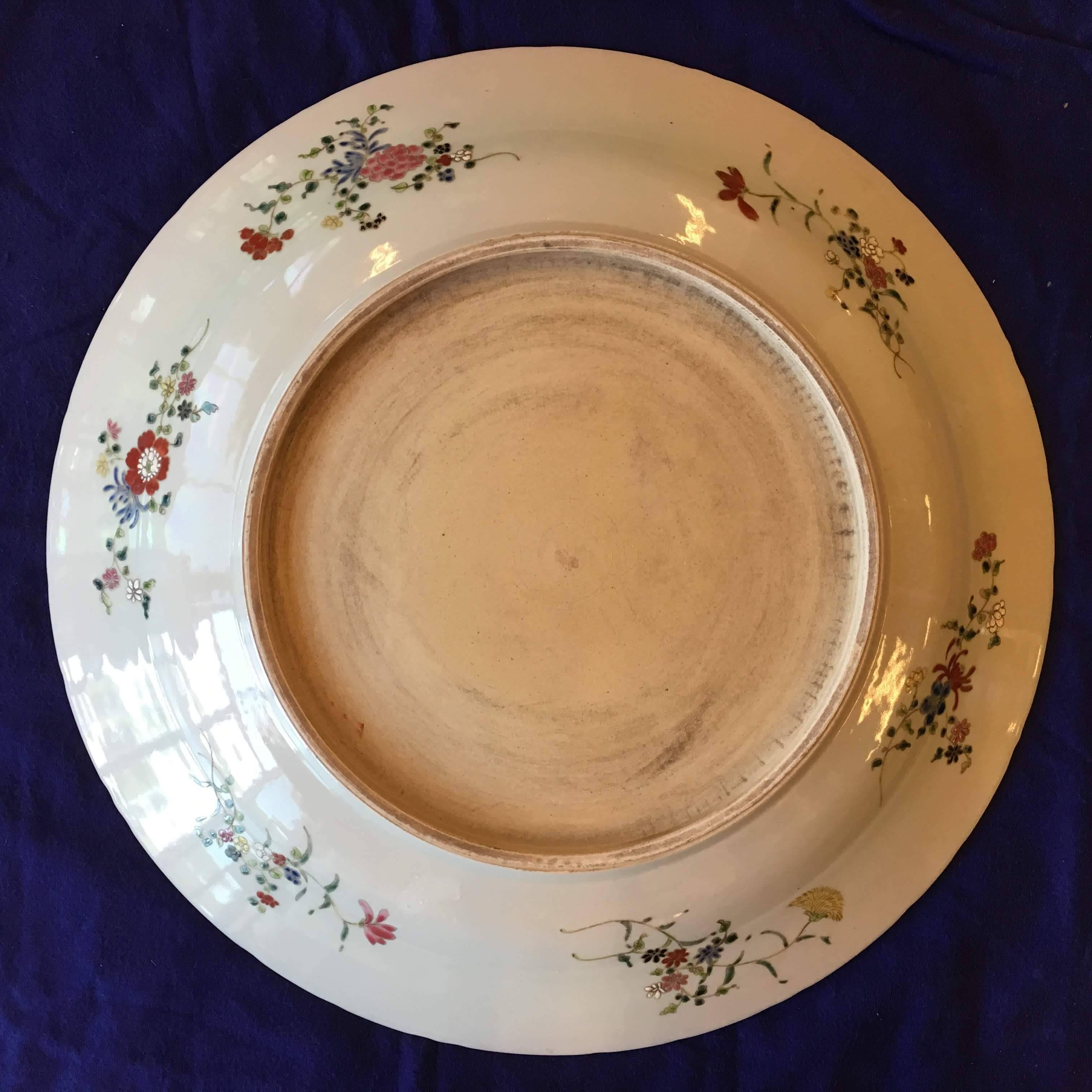 Set of Six Unusually Large 18th Century Famille Verte Chinese Export Platters For Sale 1