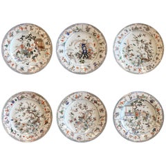 Set of Six Unusually Large 18th Century Famille Verte Chinese Export Platters