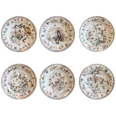 Set of Six Unusually Large 18th Century Famille Verte Chinese Export Platters