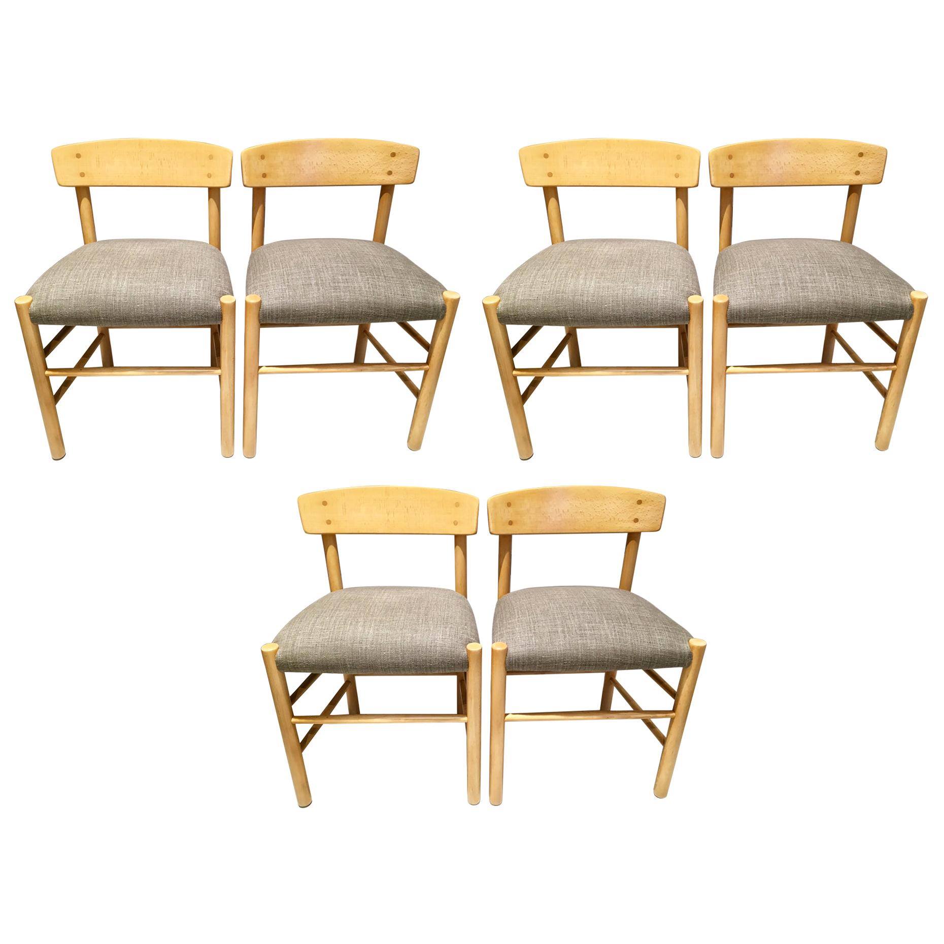 Set of Six Upholstered Børge Mogensen J39 "People's Chairs"