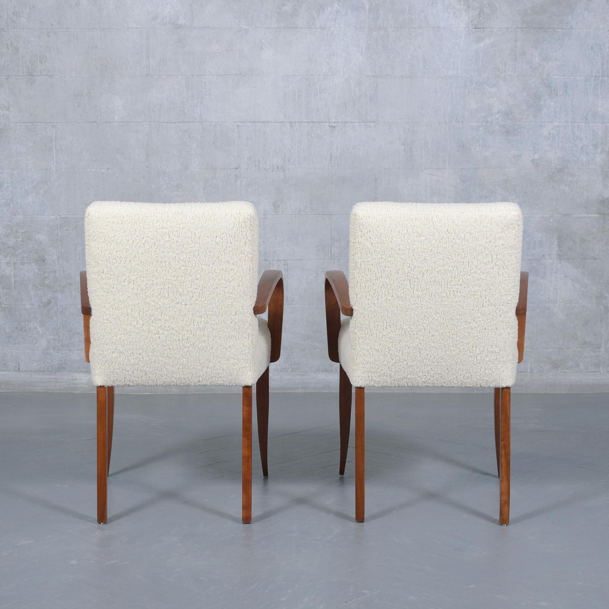 Set of 6 Mid-Century Modern Walnut Armchairs: Restored Elegance For Sale 5