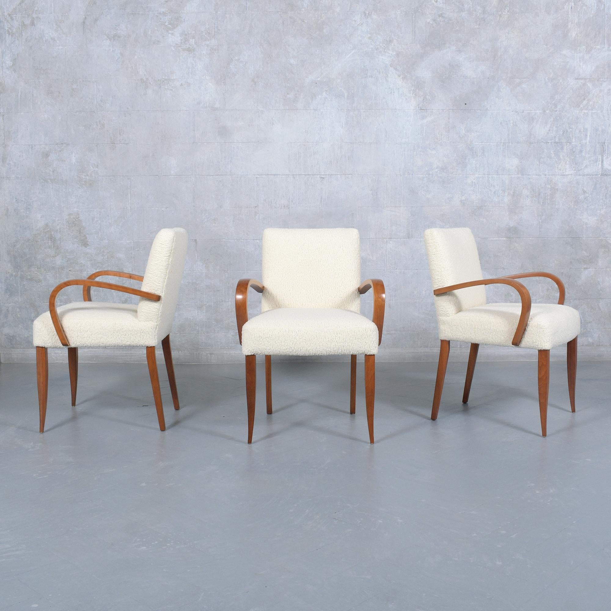 American Set of 6 Mid-Century Modern Walnut Armchairs: Restored Elegance For Sale