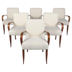 Set of 6 Mid-Century Modern Walnut Armchairs: Restored Elegance