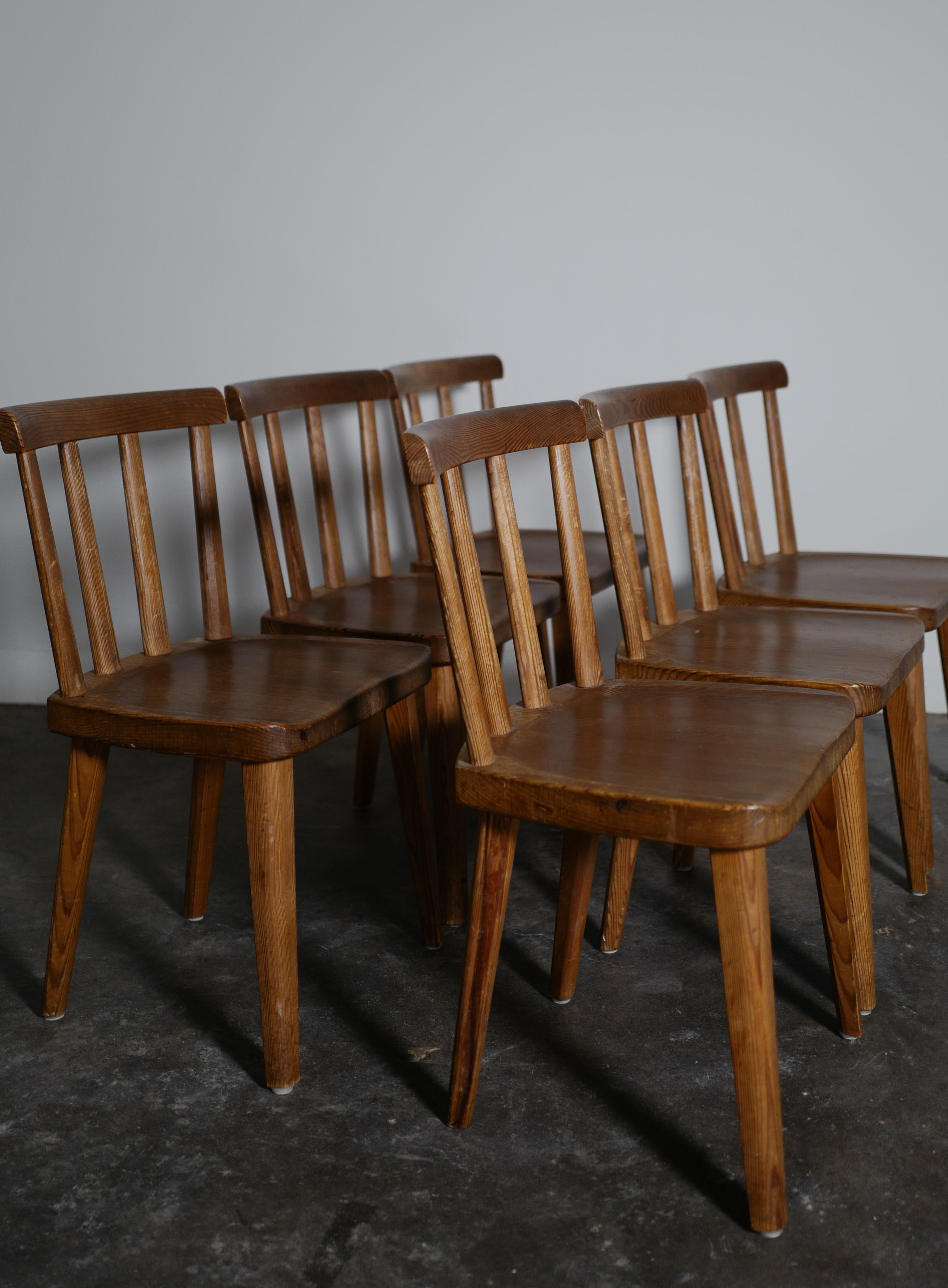 Swedish Set of Six Utö Chairs by Axel Einar Hjorth in Pine for Nordiska Kompaniet, 1930s