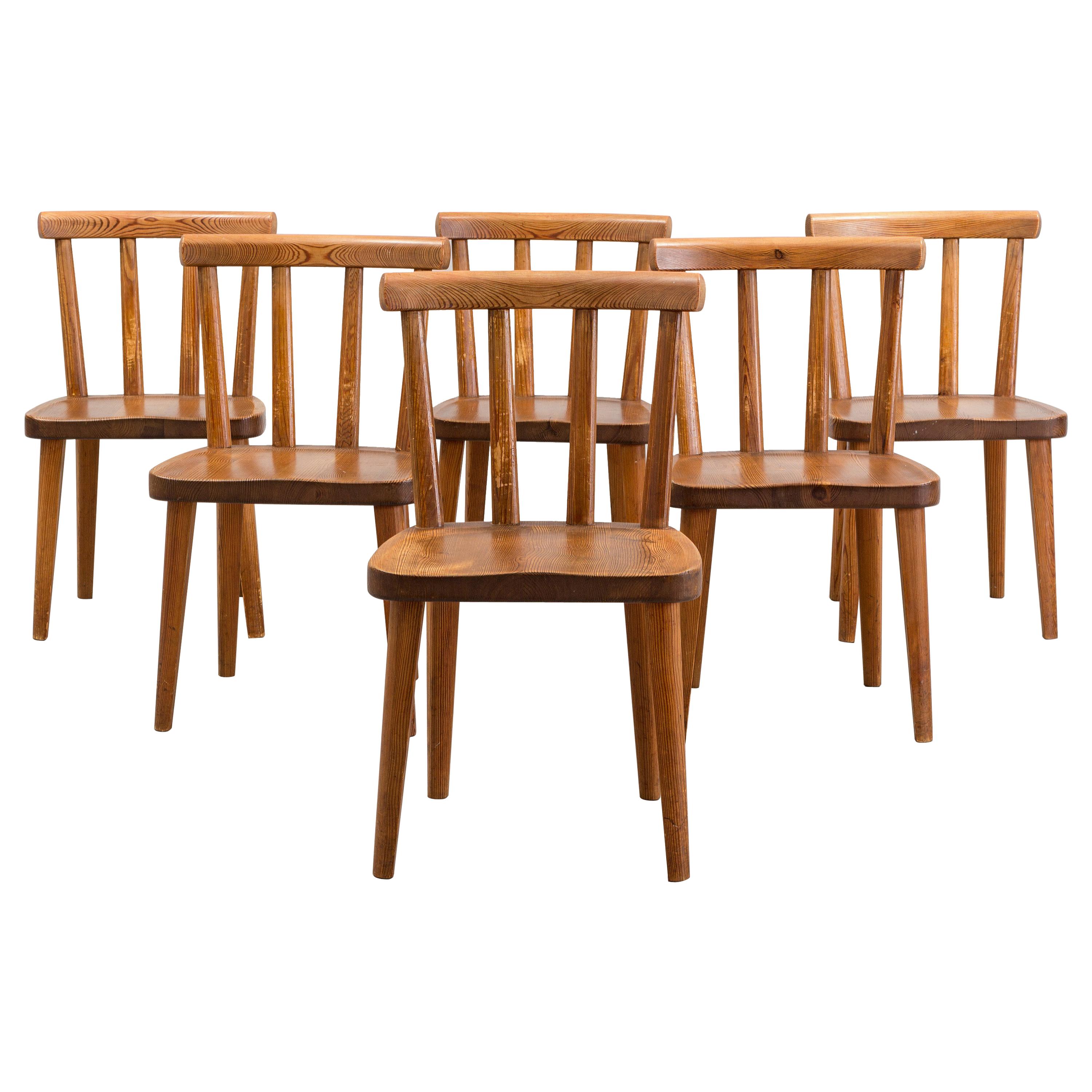 Set of Six Utö Chairs by Axel Einar Hjorth in Pine for Nordiska Kompaniet, 1930s