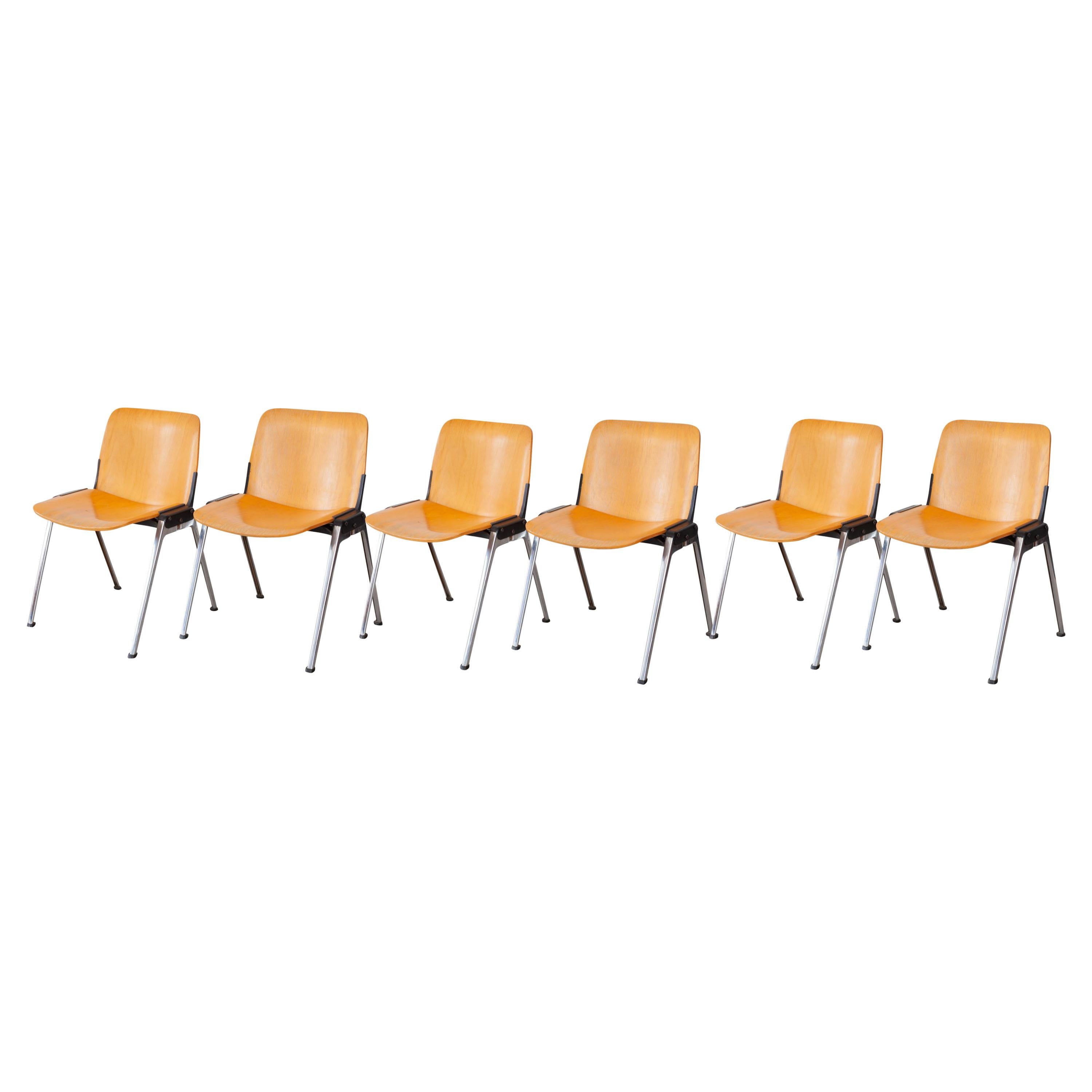Set of Six Velca Stacking Chairs, 1970s, Italy