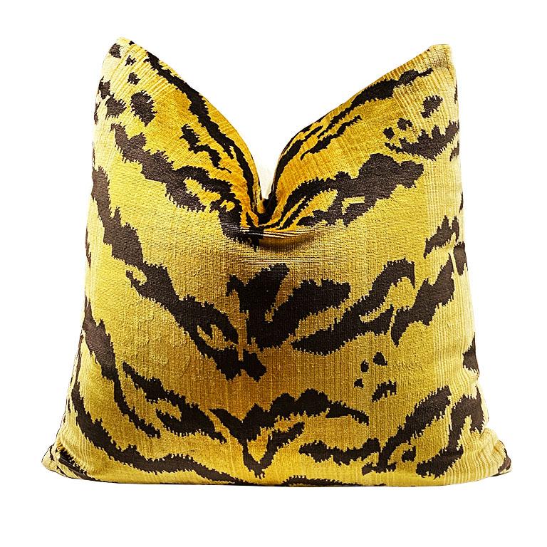Neoclassical Set of Six Velvet Le Tigre Down Fill Pillows