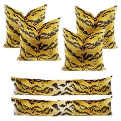 Set of Six Velvet Le Tigre Down Fill Pillows