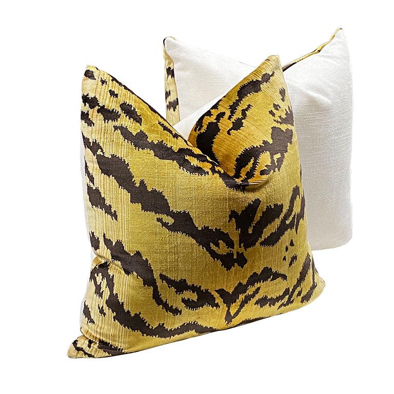 American Set of Six Velvet Le Tigre Down Fill Pillows in Various Shapes For Sale