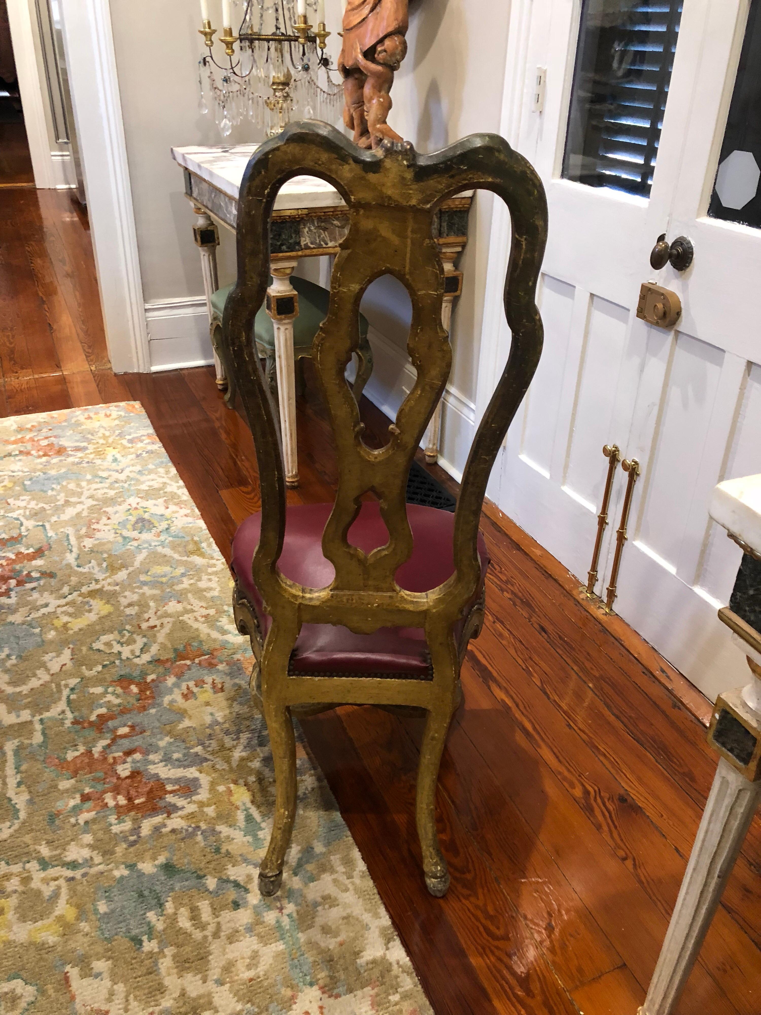 Set of Six Venetian Painted Dining Chairs For Sale 5