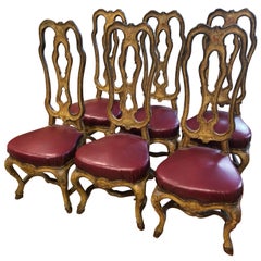 Antique Set of Six Venetian Painted Dining Chairs