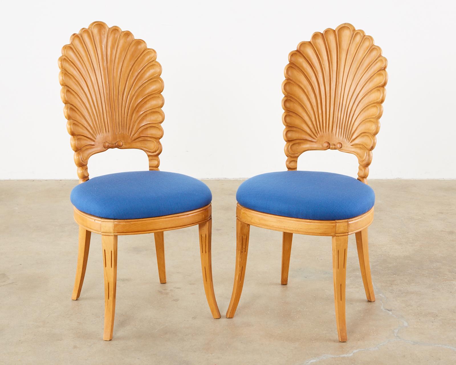 Set of Six Venetian Shell Back Grotto Dining Chairs 4