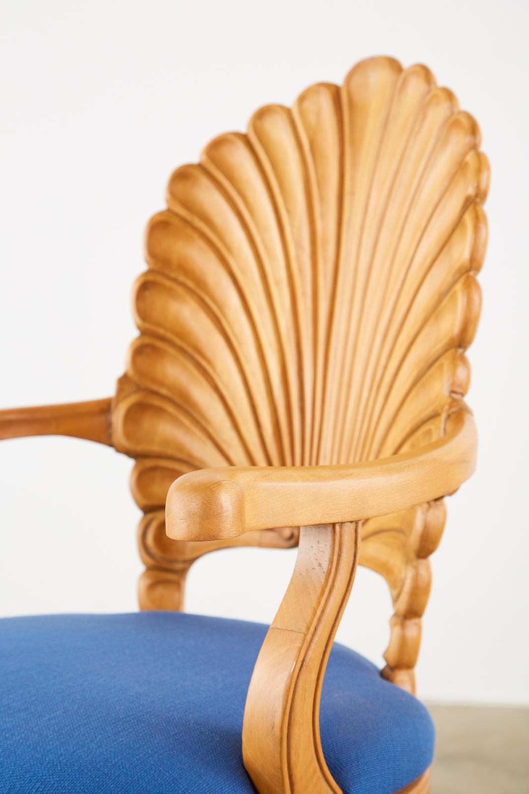 Set of Six Venetian Shell Back Grotto Dining Chairs 6