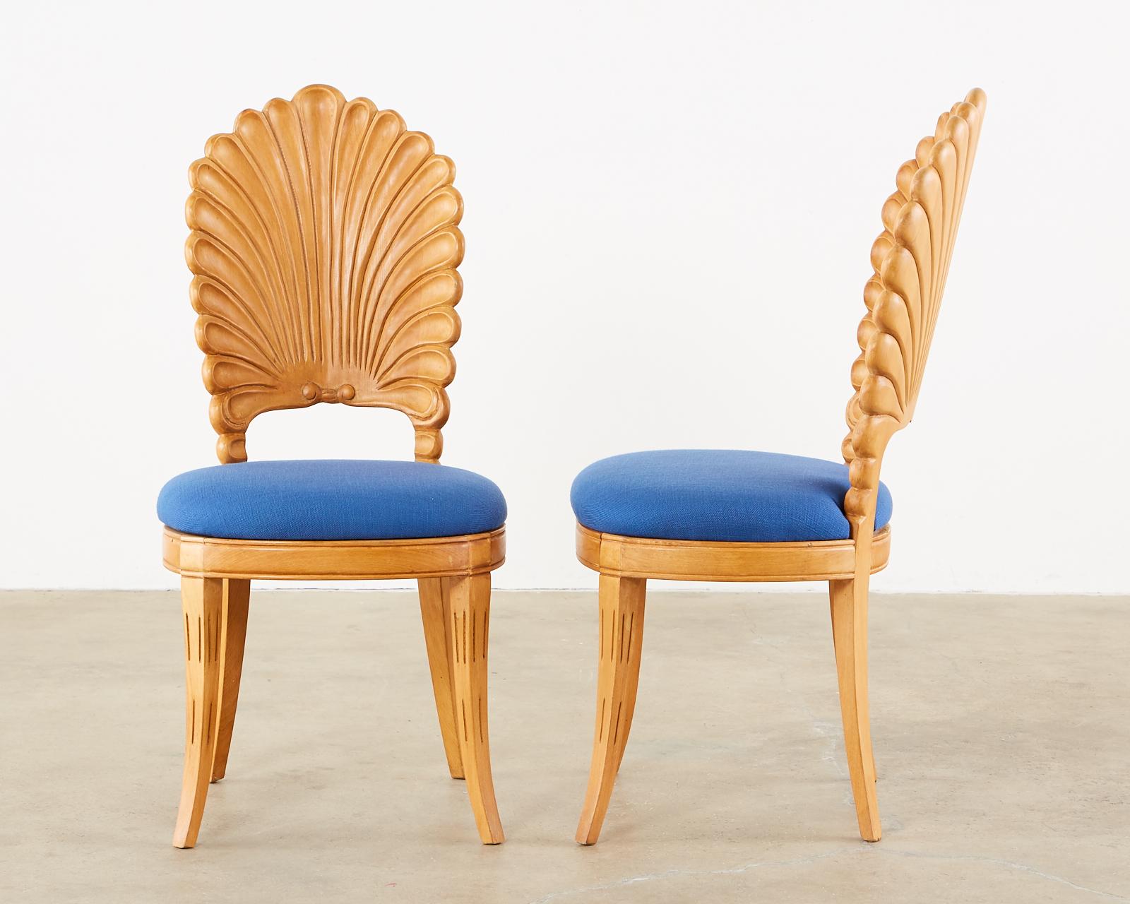 Set of Six Venetian Shell Back Grotto Dining Chairs 7