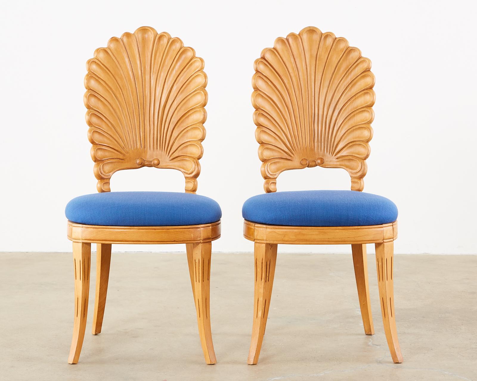 American Set of Six Venetian Shell Back Grotto Dining Chairs