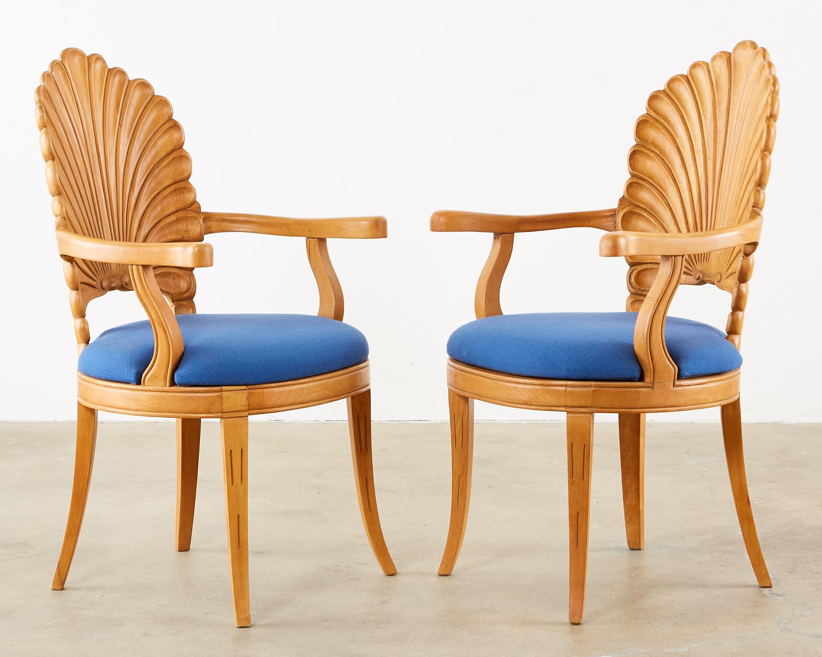 Hand-Crafted Set of Six Venetian Shell Back Grotto Dining Chairs