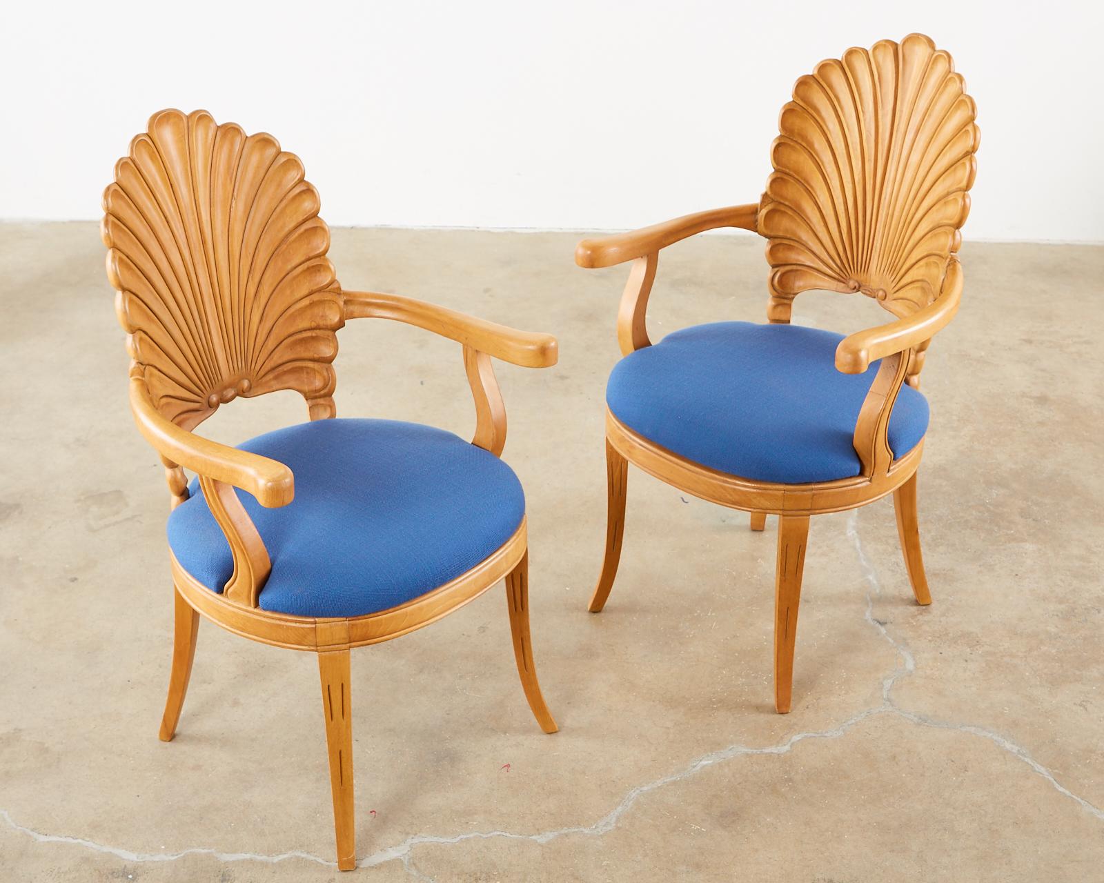 Set of Six Venetian Shell Back Grotto Dining Chairs In Good Condition In Rio Vista, CA