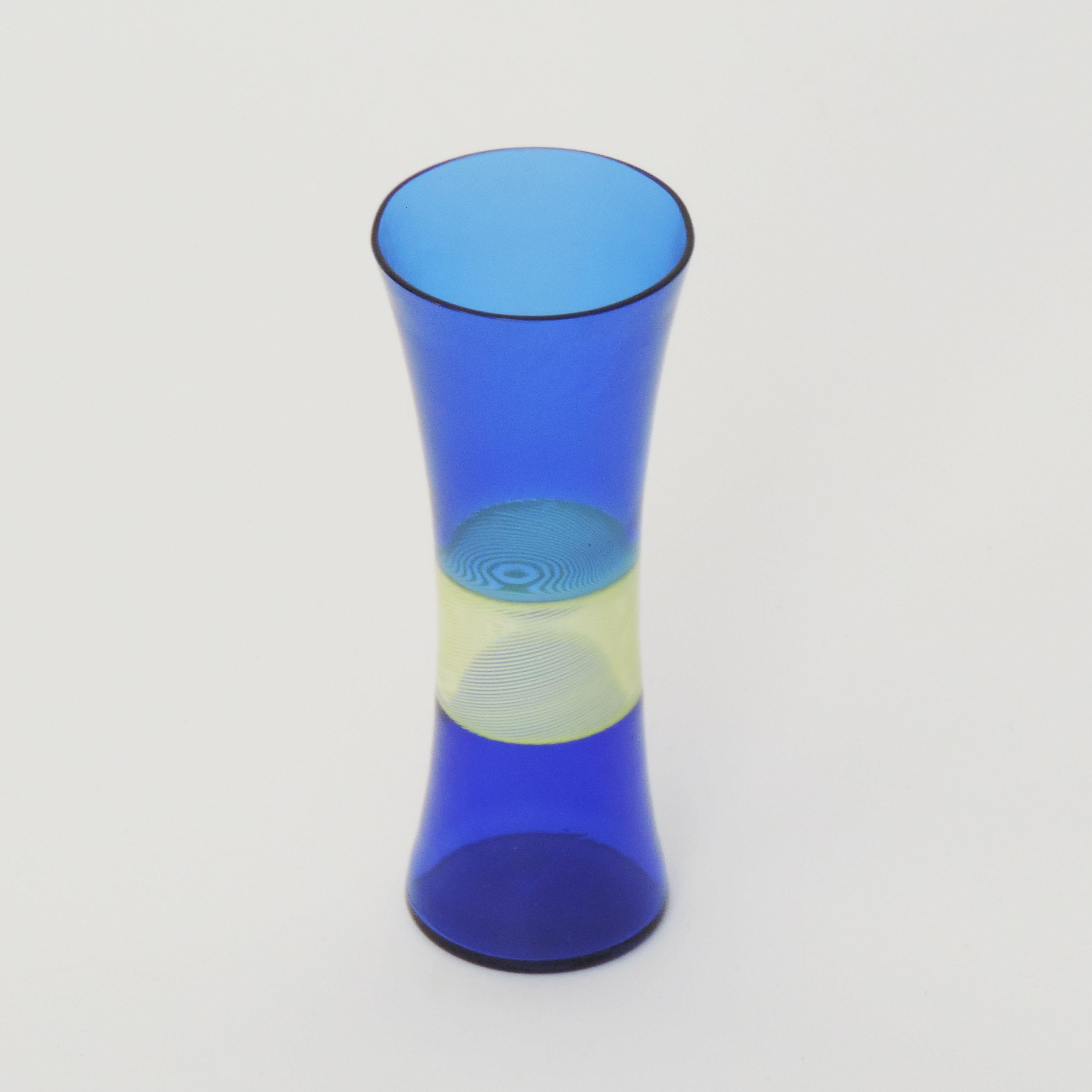 Set of Six Venini Drinking Glasses in Blue and Yellow Murano Glass In Excellent Condition For Sale In Milan, IT