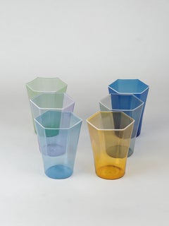 Set di sei bicchieri "Esagonali" di Venini Murano, disegnati da Carlo Scarpa
