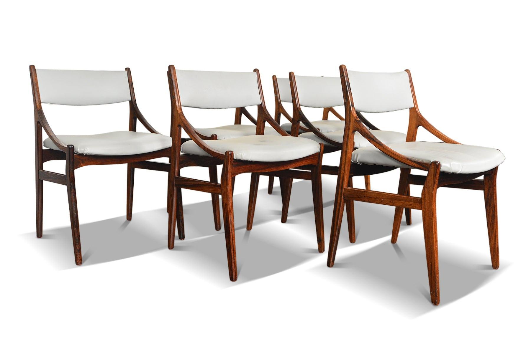 Mid-Century Modern Set of Six Vestervig Eriksen Dining Chairs In Rosewood