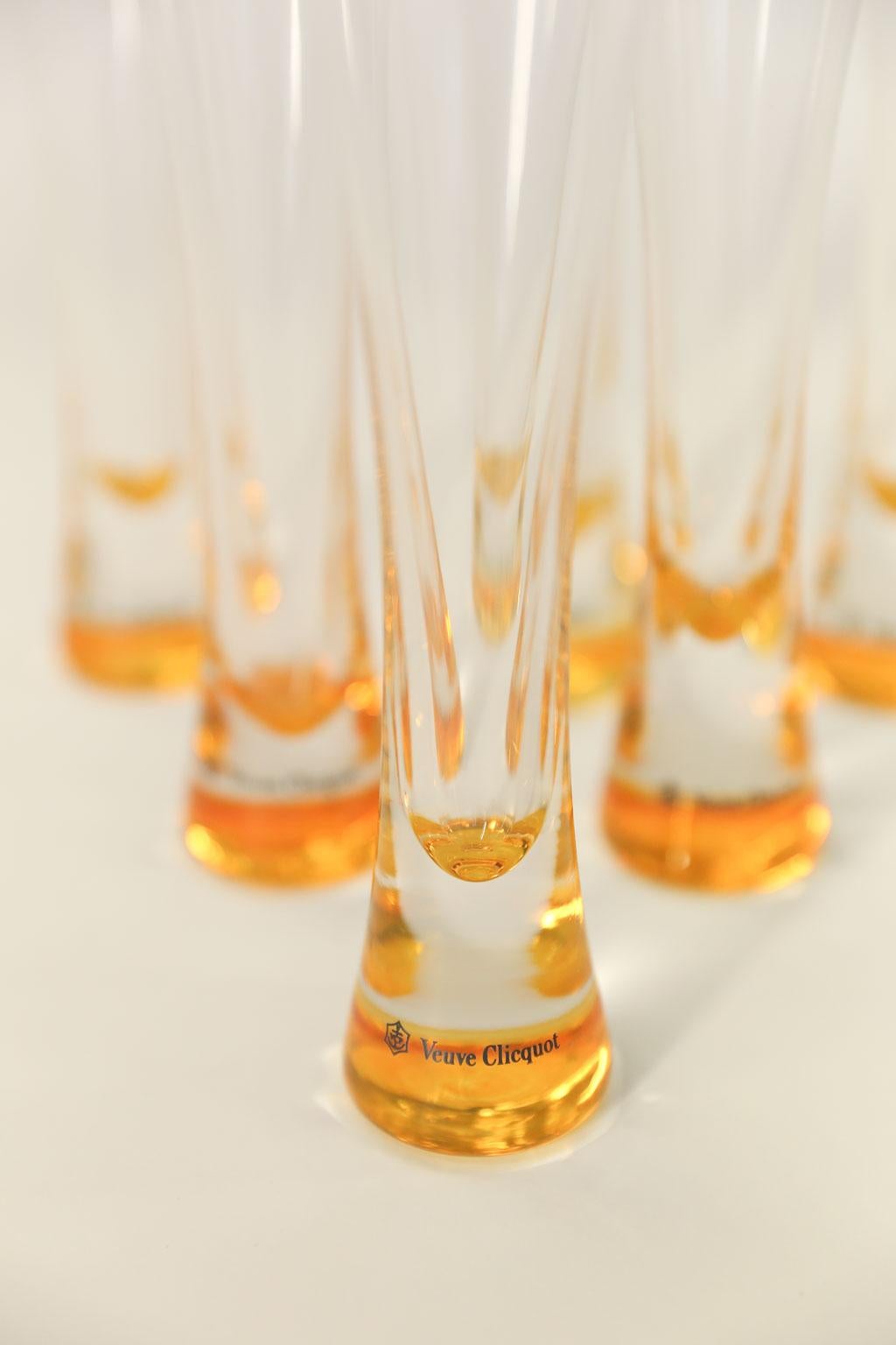 Veuve Clicquot 6-Pack Orange Acrylic Champagne Flutes With Black Logo - Break Resistant