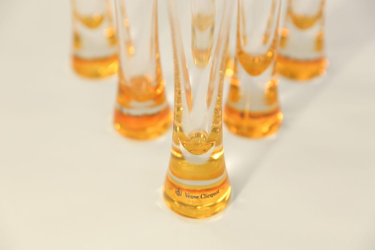 20th Century Set of Six Veuve Clicquot Glass Champagne Flutes