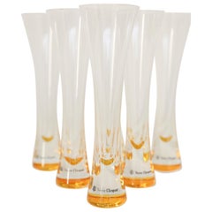 Set of Six Veuve Clicquot Glass Champagne Flutes