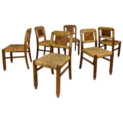 Set of Six Victor Courtray Dining Chairs, circa 1940, France