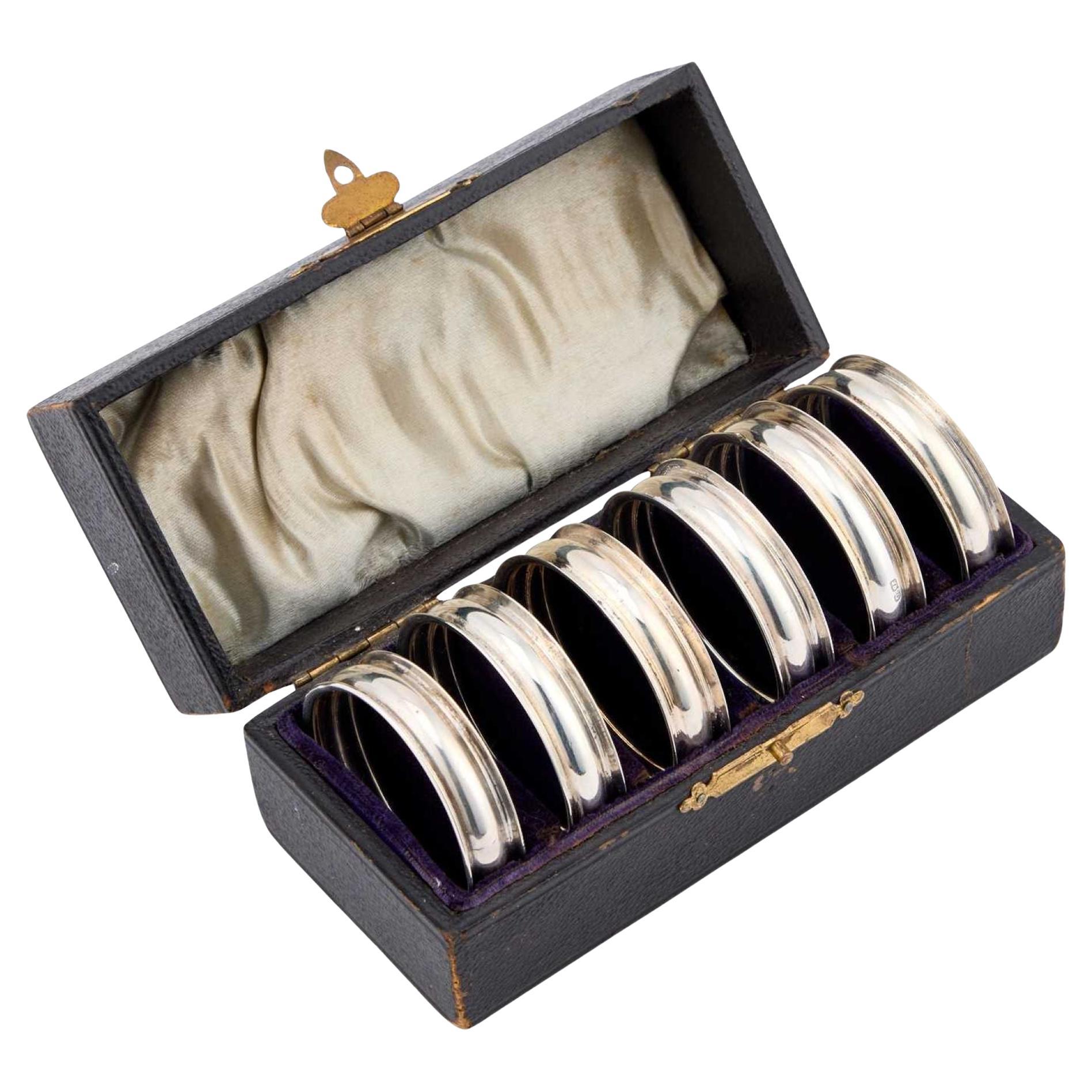 Set di sei portatovaglioli d'argento Chester vittoriano