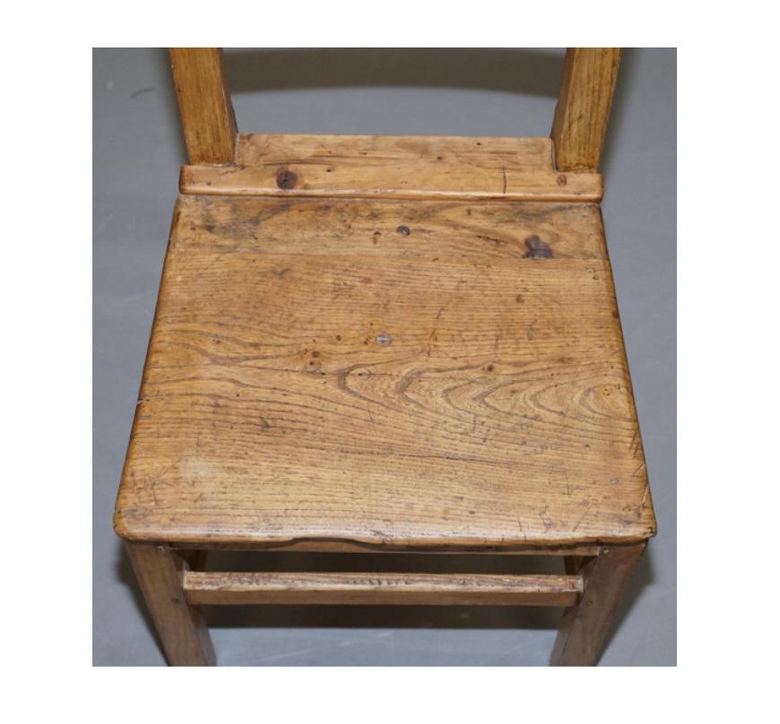 Set of Six Victorian Elm and Oak Dining Room Chairs Stunning Timber 4