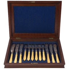 Set of Six Victorian Silver Fish Knives and Forks, JG Birmingham, 1869